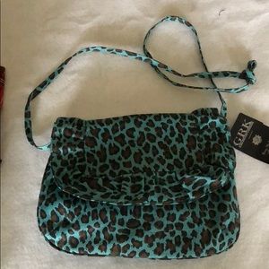 Blue leopard print purse